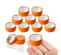 BPackGo Lot de 10 pots 10ml - bocaux en aluminium ronde rouge avec fenêtre couvercle pas-de-vis - boite aluminium cosmétique pour bougies, DIY, rangement, voyage - D32mm x H18mm