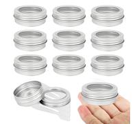 BPackGo Lot de 10 pots 30ml - bocaux en aluminium ronde argentée avec fenêtre couvercle pas-de-vis - boite aluminium cosmétique pour bougies, DIY, rangement, voyage - D50mm x H22mm