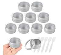 BPackGo Lot de 10 pots 40ml - bocaux en aluminium ronde Argentée avec fenêtre couvercle - boite aluminium cosmétique pour bougies, DIY, rangement, voyage - D53mm x H25mm