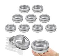BPackGo Lot de 10 pots 60ml - bocaux en aluminium ronde argentée avec fenêtre couvercle pas-de-vis - boite aluminium cosmétique pour bougies, DIY, rangement, voyage - D68mm x H27mm
