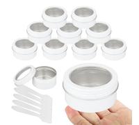 BPackGo Lot de 10 pots 80ml - bocaux en aluminium ronde blanc avec fenêtre couvercle pas-de-vis - boite aluminium cosmétique pour bougies, DIY, rangement, voyage - D68mm x H35mm