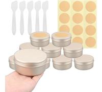 BPackGo Lot de 10 Pots en Aluminium Or Mat 150ml - D83mm x H38mm avec Couvercle à Vis, Vides pour Cosmétiques, Crème, Baume, Bougie, Petit Contenant Métallique Voyage Ronde