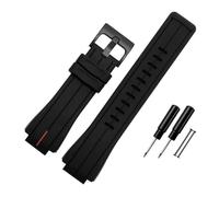 BPBZUTUMDZ Bracelet de montre en caoutchouc de Silicone 24 * 16mm Joint convexe noir rouge Orange blanc lignes bleues hommes bracelet de montre adapté for Timex T2N720 T2N721 T2N739(Black red-B pin)