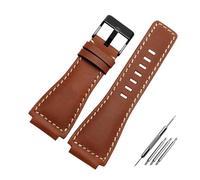 BPBZUTUMDZ Bracelet de montre en cuir véritable for hommes, 35mm x 24mm, adapté for Bell Ross BR-01 et BR-03, Bracelet de ceinture + outil(Brown black)