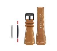 BPBZUTUMDZ Bracelet de montre Lea/ther en caoutchouc de Silicone, 24mm, Joint convexe, vert Olive, noir, marron, for hommes, adapté for Bell Ross BR0393 BR0392(White Black)