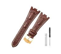 BPBZUTUMDZ Bracelets de montre en cuir adaptés for Audemars et for Piguet Royal Oak 15710 26471 26474 28mm for bracelet de montre for boucle pliante(Brown white-Gold-K13)