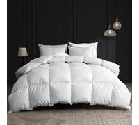 BPC Couette 135x200 Duvet d'oie 100% Coton Bio, 50% Duvet et 50% Plumes 4 Saisons Couette, Chaleur Moyenne avec Oeko-Tex et RDS Certifiés pour Le Bien-être des Animaux, 1 Personne Toute L'année