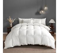 BPC Couette d'oie 220x240 100% Coton Bio, 80% Duvet et 20% Plumes 4 Saisons Couettes pour Hotel de Luxe, Couette Naturelle Tempérée anti Acariens, 2 Personnes Blanc,Fluffy Medium Down Duvet 240x220 cm