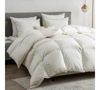 BPC Couette en Duvet d'oie de Luxe 220x240，100% Coton Biologique, 2 Personnes Couette en Plume 4 Saisons Tempérée, Naturelle Ultra-Soft Hotel Collection 240x220 cm, Goose Down Comforter