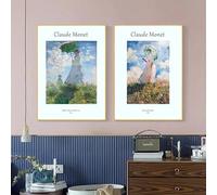 BPJSTU Affiche d'exposition d'art paysager classique de Claude Monet, peinture sur toile abstraite, tableau mural pour galerie, musée, décoration d'intérieur (30 x 45 cm, 2 pièces sans cadre)