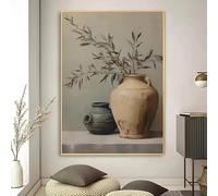 BPJSTU Affiche moderne abstraite de fleurs en pot, plantes, vase vintage, peinture sur toile, décoration murale bohème pour la maison ou la chambre (30x45cm/sans cadre)