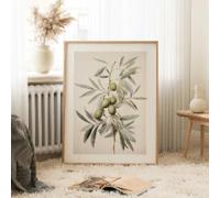 BPJSTU Affiche vintage aquarelle avec branche d'olivier, peinture botanique sur toile, style bohème, décoration d'intérieur printanière, 60 x 80 cm, sans cadre