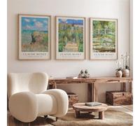 BPJSTU Aquarelle Nénuphar Lever de soleil Affiche Monet Toile Peinture Paysage Art Impression Collection Vintage Mur Photo Décor 30x45cmx6Pcs Sans Cadre