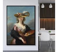 BPJSTU Autoportrait au chapeau de paille par Élisabeth Vigée Le Brun Impressions sur toile Peinture Image Art mural Décoration d'intérieur (80x120cm / Sans cadre)