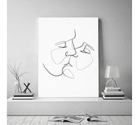 BPJSTU Couple s'embrassant - Illustration au trait - Affiche et impression d'art mural pour la décoration du salon (30x40cm/sans cadre)