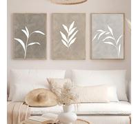 BPJSTU Décoration murale minimaliste et abstraite de fougères, style bohème, tons chauds, affiches, impressions sur toile (40x60cm/3 pièces sans cadre)