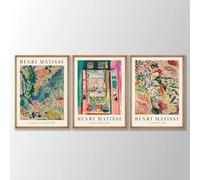 BPJSTU Ensemble de 3 estampes d'Henri Matisse : affiche « La fenêtre ouverte », art mural, décoration pour galerie, œuvre d'art pour exposition muséale (40 x 60 cm/3 pièces sans cadre)