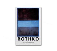 BPJSTU Estampe abstraite de Mark Rothko, bleu, rose, jaune, style vintage, affiche d'exposition pour la décoration murale de la maison, style musée (60 x 80 cm, sans cadre)