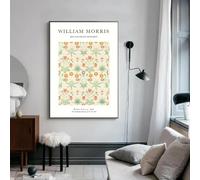 BPJSTU Impression sur toile abstraite de William Morris, motif fleur, feuille, oiseau, minimaliste, décoration murale, salon, maison moderne, 30 x 40 cm, sans cadre