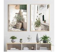 BPJSTU Impression sur toile « Arbre des Pouilles, Italie », paysage mural, tableau, photographie, affiche et tableau pour la décoration intérieure (60 x 80 cm / 2 pièces sans cadre)