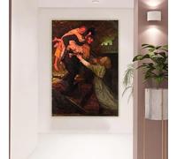 BPJSTU Impression sur toile de John Everett Millais « The Rescue », peinture, affiche, décoration murale, salon (80 x 110 cm, sans cadre)