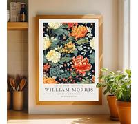BPJSTU Impression sur toile minimaliste de William Morris, motif papillon et plante, style rétro, décoration d'intérieur, 50 x 70 cm, sans cadre