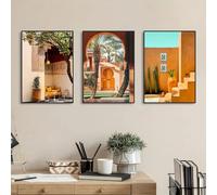 BPJSTU Lot de 3 affiches sur toile imprimées représentant des hôtels et complexes hôteliers en Afrique et au Moyen-Orient, style marocain (60 x 80 cm, sans cadre).