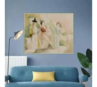 BPJSTU Marie Laurencin « Sur la terrasse » Impression sur toile, peinture, œuvre d'art, toile de fond, décoration de salon (50 x 60 cm, sans cadre)