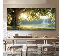 BPJSTU Modern Canvas Wall Art Trees Waterfall Nature Scene, Painting for Living Room, Bedroom Decor Artwork Canvas Prints(90x180cm/ Frameless)