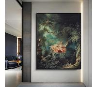 BPJSTU Tableau rococo célèbre sur toile « La Balançoire » de Fragonard, affiche et reproduction d'art mural pour la décoration du salon (80 x 120 cm/sans cadre)