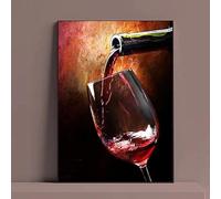 BPJSTU Tableau sur toile, art moderne, bar, restaurant, cuisine familiale, verre à vin rouge, affiche à l'huile, décoration murale pour salon (80 x 110 cm, sans cadre)