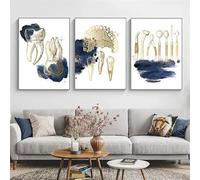 BPJSTU Tableau sur toile avec impression de squelette et de dents médicales bleues, idéal pour décorer un cabinet dentaire (40 x 60 cm, sans cadre).