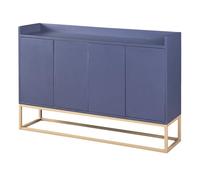 BPKADHY Buffet de Cuisine Rangement, Buffet Bleu et Bois avec 4 Portes Buffet Enfilade Buffet Bas Armoire Commode Salon pour la Maison, Le Salon, la Cuisine, la Salle à Manger, Le Bureau (Bleu)