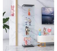 BPKADHY Vitrine en verre, vitrine d'exposition, 164 x 42,5 x 36,5 cm, vitrine de salon moderne avec 4 étagères en verre avec 1 porte et serrure, vitrines pour collectionneur, vitrine magasin, noir