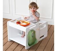 bpmfkid Montessori Ensemble table et chaise de sevrage - Design réglable pour les tout-petits, idéal pour les repas, l'apprentissage et le jeu, blanc