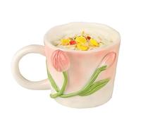 Bpoeee 3D Flower Coffee Mug Pink Rose Ceramic Cup, Christmas Birthday Surprise for Friends Family, Or Flower Lovers (#2)