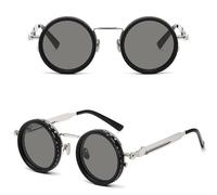 Bpoeee Adjustable Tint Rounded Polarized Lenses Retro Sunglasses, Adjustable Sunglasses for Men (Silver)