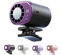 Bpoeee Car Clip-on Air Conditioner Fan with LED Display - 360° Rotation, 199 Speed Levels, Semiconductor Cooling, 6-in-1, Portable, Rechargeable, Adjustable Strap for Car, Stroller, Office (Gray)