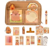 Bpoeee Cute Capybara Pencil Case, Stationery Bag Set with 12 Compartments, Capybara Study Supplies, Large Capacity Pencil Case with Pens, Clips, Stickers, Rulers and More (C)