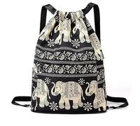 Bpoeee Drawstring Foldable Large Capacity Dry-Wet Separation Travel Sports Backpack, Draw String Back Bag, Beach Bag Backpack (2#Elephant)