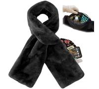 Bpoeee Faux Fur Scarf with Zipper Pocket - Soft, Cozy, and Chic Pull Through Scarf for Women - Storing Small Essentials in Style (D)