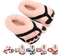 Bpoeee Funny Big Toe Slippers, Cozy Plush Gag Gift, Non-Slip Indoor Outdoor Slippers for Women Men, Novelty Couple Gift (black(40-44))