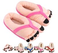 Bpoeee Funny Big Toe Slippers, Cozy Plush Gag Gift, Non-Slip Indoor Outdoor Slippers for Women Men, Novelty Couple Gift (fuchsia(35-39))