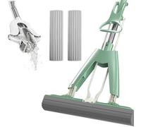 Bpoeee Hand-Washable Collodion Mop, Sponge Mops for Floor Cleaning, Mini Mop Portable Self-Squeeze Small Mop, Self Squeezing Mini Mop (Green)