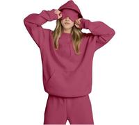 Bpoeee Hoodie with Eye Mask Built in,Comfort Airplane Mode Travel Hoodie, Essentials Women (Red,M)