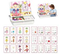 Bpoeee Magnetic Face Puzzle - Creative Double-Sided Magnetic Dress-Up Game for Preschoolers, Travel-Friendly Educational Learning Game with 70+ Pieces and 12 Pattern Cards (B)