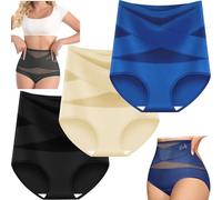 Bpoeee Plus-Size High-Waist Cross Tummy Control Panties, Seamless, Breathable, 3/5 Pack No Show Shapewear Briefs (A,M)