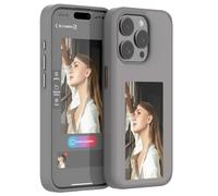 Bpoeee Smart Ink Screen Phone Case, NFC Memory Case with Photo Screen for iPhone 13/14/15/16 Series (Gris,14Pro Max)