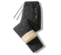 Bpoeee Unisex Thermal Pants, Winter Lambswool Thermal Pants Leisure Pants Waterproof Windproof (Black 2,L)