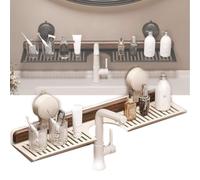 Bpoeee Walnut Bathroom, Wall Mounted Sink Shelf Over Faucet, Kitchen Suction Cup Shelves, Organizer Rack for Bathroom, No Drill & RemovableFaucet Organizer Shelf (White,60cm)